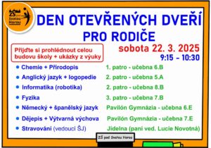 Pozvánka na Den otevřených dveří pro rodiče 