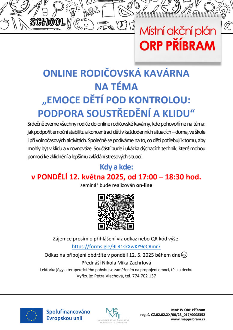 Pozvánka na online rodičovskou kavárnu