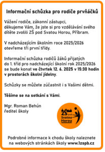 Leták - pozvánka na Informační schůzku