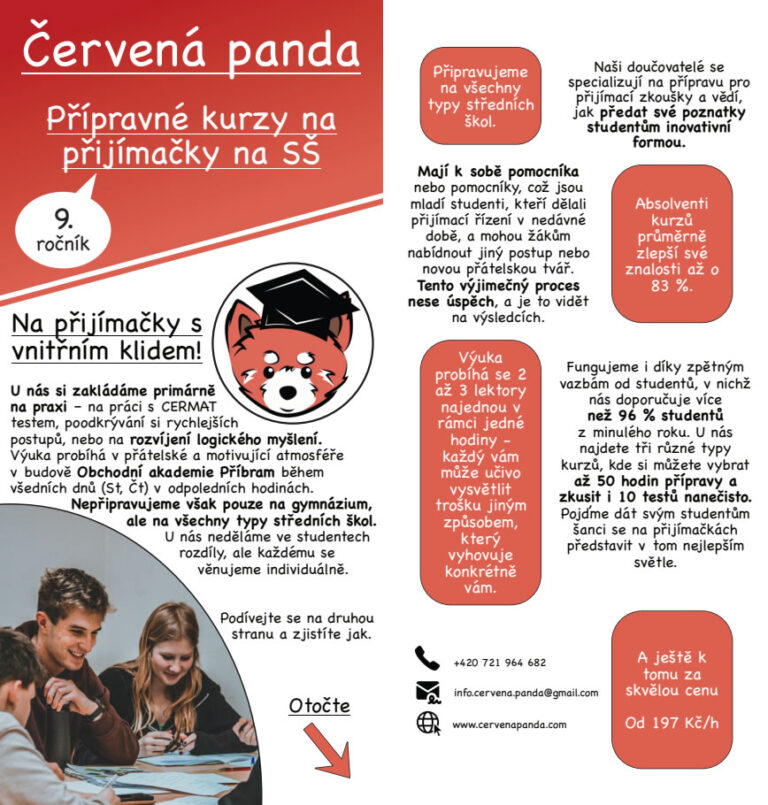 Červená panda - přípravné kurzy na přijímačky na SŠ