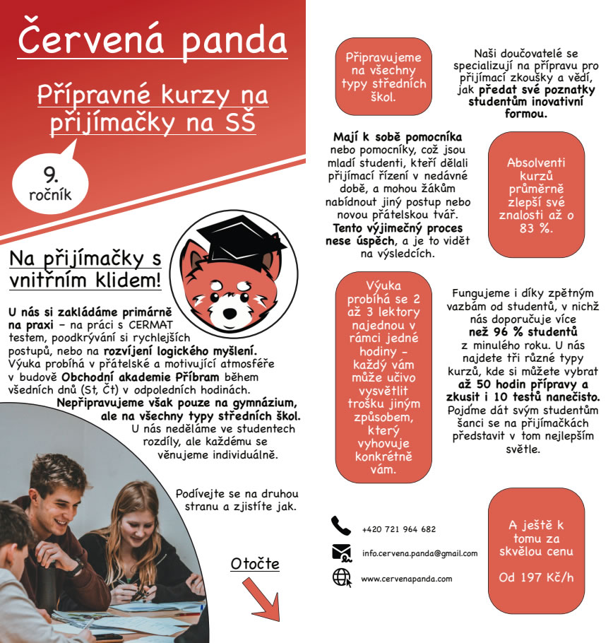 Červená panda - přípravné kurzy na přijímačky na SŠ